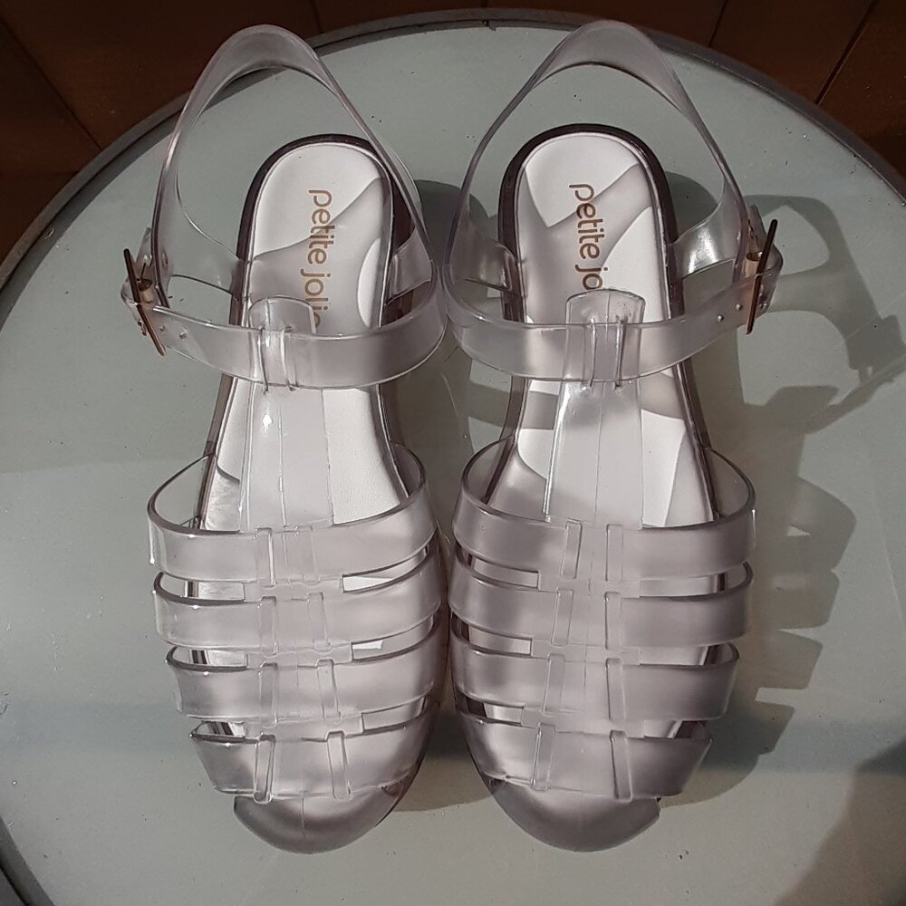 Dolls Kill Petite Jolie Polly Jelly Clear Gladiator Sandals Shoes Size 9 NEW